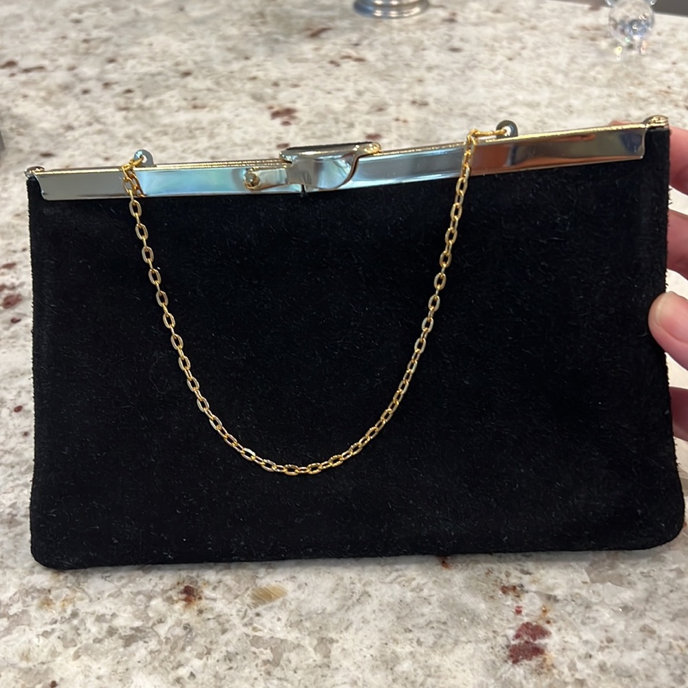 ETRA VINTAGE GENUINE LEATHER (SUEDE) EVENING CLUTCH WITH CHAIN